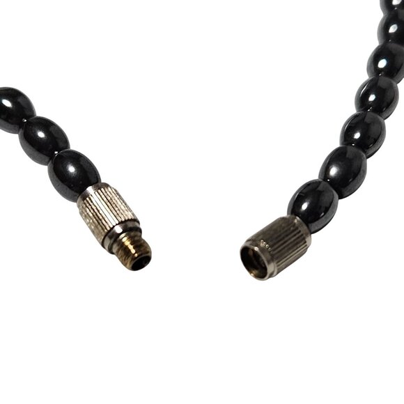 Elegant Hematite Beaded Necklace Minimalist Peace Protection Spiritual Jewelry - Picture 3 of 5